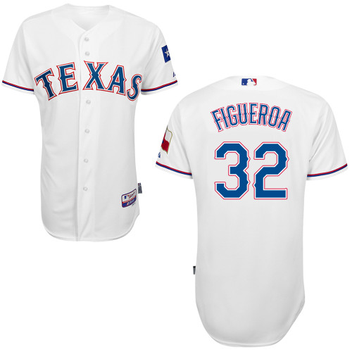 Pedro Figueroa #32 MLB Jersey-Texas Rangers Men's Authentic Home White Cool Base Baseball Jersey